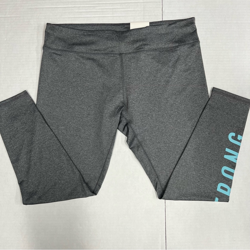 Womens Full Length Legging Sz XL Gray Logo Stay Strong in White  Gray Color NWT